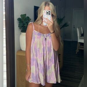 Free People Pink and Cream Textured romper